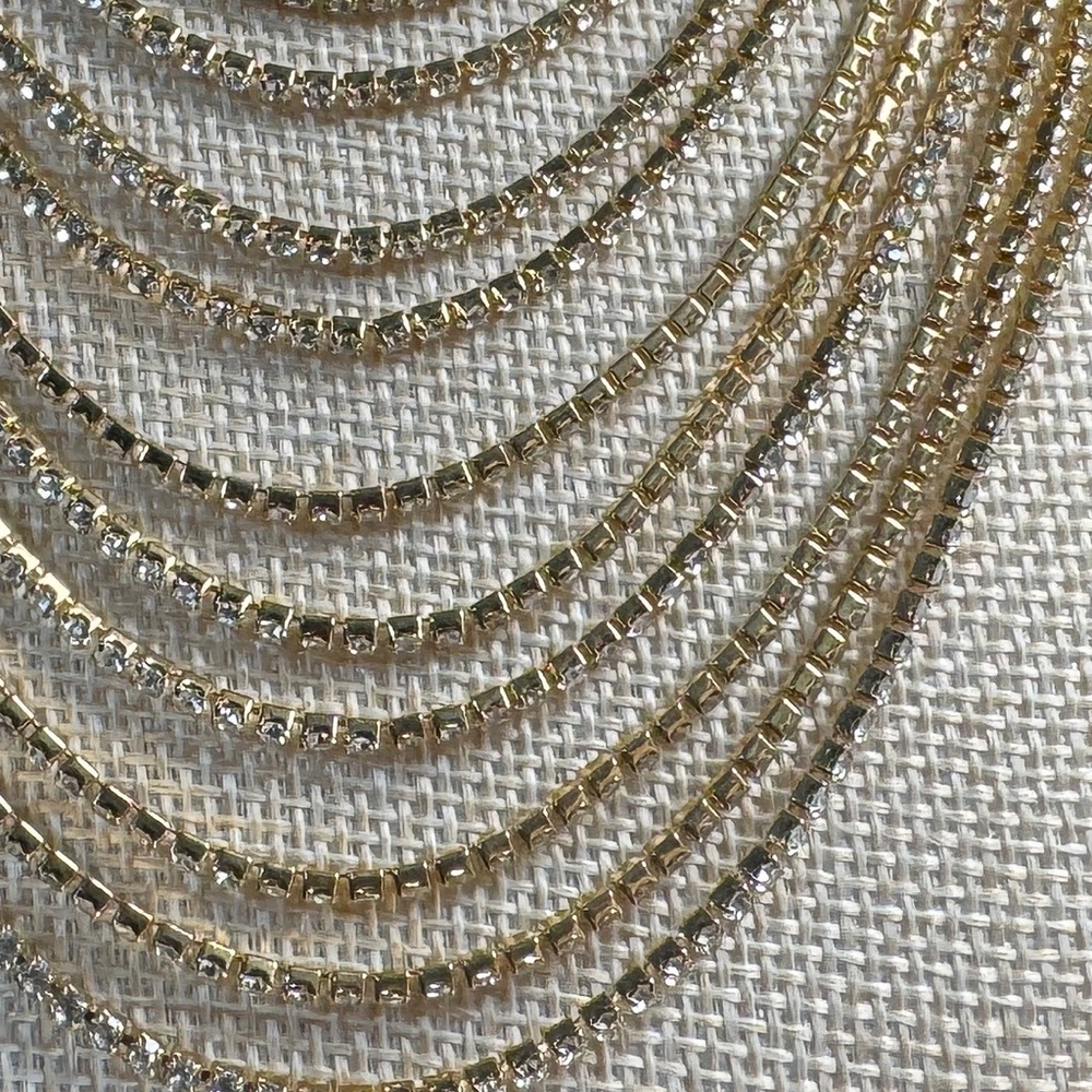 Rhinestone Gold Chain Layered Statement Necklace - image 5